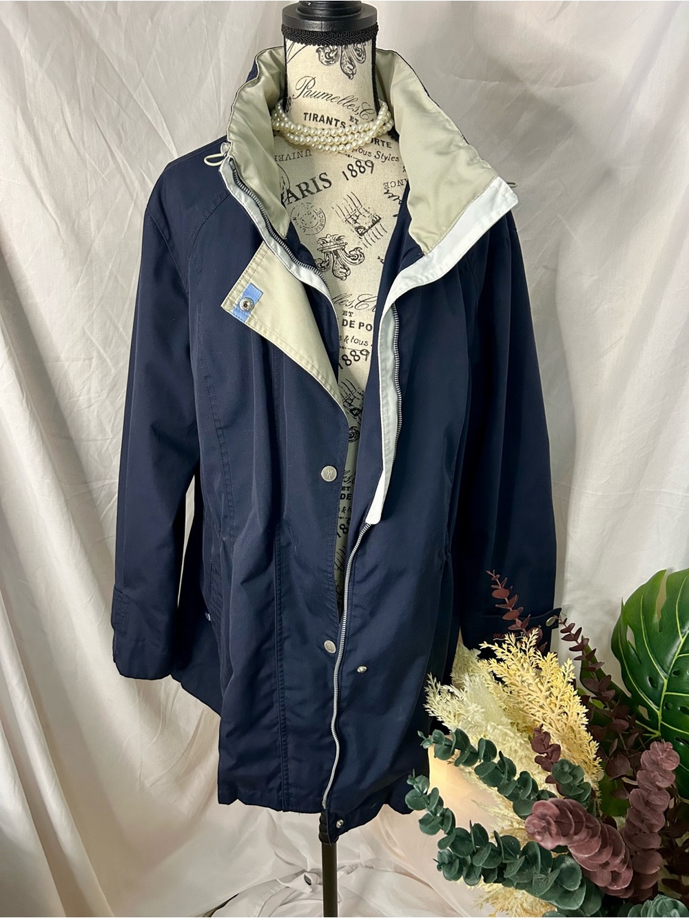 Cottagecore Oldmoney Weather Tamer Unisex Navy Hooded Coat